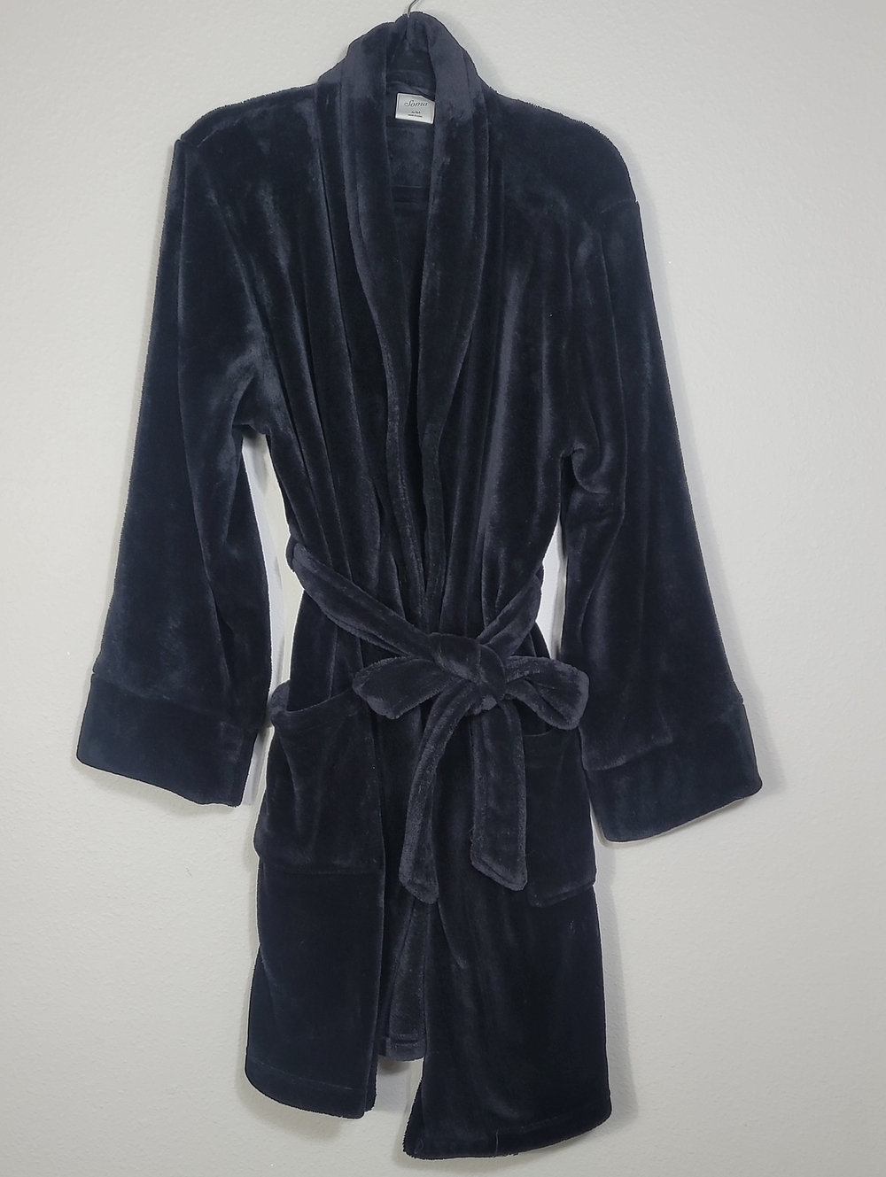 Soma Plush Bath Robe Size S/M Black Cozy Belted Tie Pockets
